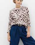 Animal Print Crew Neck Relaxed Jumper