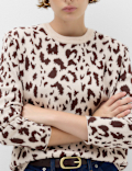 Animal Print Crew Neck Relaxed Jumper