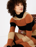 Striped Ribbed Fit & Flare Knitted Dress