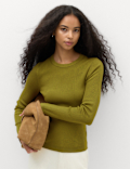 Ribbed Crew Neck Fitted Jumper