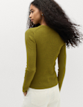 Ribbed Crew Neck Fitted Jumper