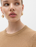 Ribbed Crew Neck Fitted Jumper