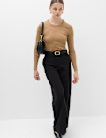 Ribbed Crew Neck Fitted Jumper