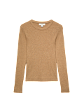 Ribbed Crew Neck Fitted Jumper