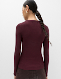 Ribbed Crew Neck Fitted Jumper