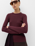 Ribbed Crew Neck Fitted Jumper