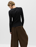 Ribbed Crew Neck Fitted Jumper