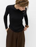 Ribbed Crew Neck Fitted Jumper