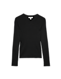 Ribbed Crew Neck Fitted Jumper