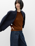 Crew Neck Waisted Slim Fit Jumper