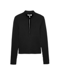 Ribbed Textured Half Zip Fitted Knitted Top