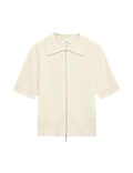 Collared Zip Up Slim Fit Cardigan