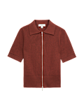 Collared Zip Up Slim Fit Cardigan