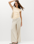Ribbed Slash Neck Fitted Knitted Top