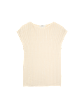 Ribbed Slash Neck Fitted Knitted Top