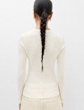 Ribbed Henley Neck Fitted Knitted Top