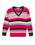 Pure Cashmere Striped V-Neck Jumper