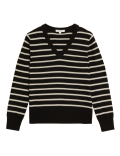 Pure Cashmere Striped V-Neck Jumper