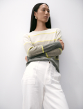 Pure Cashmere Striped Crew Neck Jumper