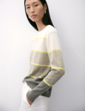 Pure Cashmere Striped Crew Neck Jumper