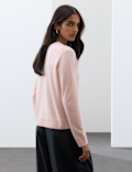 Pure Cashmere Crew Neck Button Front Cardigan