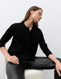 Pure Cashmere Crew Neck Button Front Cardigan