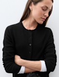 Pure Cashmere Crew Neck Button Front Cardigan