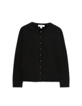 Pure Cashmere Crew Neck Button Front Cardigan
