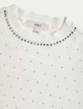 Soft Touch Embellished Crew Neck Jumper