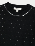 Soft Touch Embellished Crew Neck Jumper