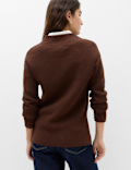 Ribbed V-Neck Longline Jumper