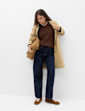 Ribbed V-Neck Longline Jumper