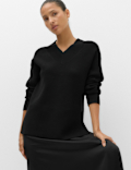 Ribbed V-Neck Longline Jumper