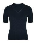 Ribbed Crew Neck Short Sleeve Knitted Top