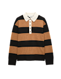 Striped Knitted Rugby Top with Wool