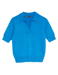 Polo Neck Short Sleeve Knitted Top