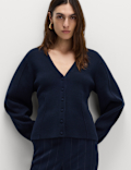 V-Neck Waisted Slim Fit Cardigan