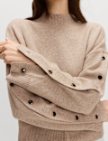 Soft Touch Funnel Neck Button Detail Jumper