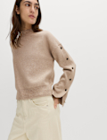 Soft Touch Funnel Neck Button Detail Jumper