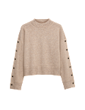 Soft Touch Funnel Neck Button Detail Jumper