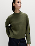 Soft Touch Funnel Neck Button Detail Jumper