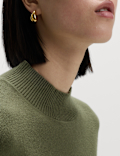 Soft Touch Funnel Neck Button Detail Jumper