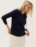 Soft Touch Textured Relaxed Zip Up Hoodie