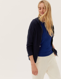 Soft Touch Textured Relaxed Zip Up Hoodie
