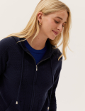 Soft Touch Textured Relaxed Zip Up Hoodie
