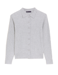 Ribbed Collared Cardigan