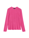 Ribbed Crew Neck Fitted Knitted Top