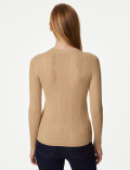 Ribbed Crew Neck Fitted Knitted Top