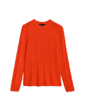 Ribbed Crew Neck Fitted Knitted Top