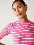 Striped Crew Neck Knitted Top